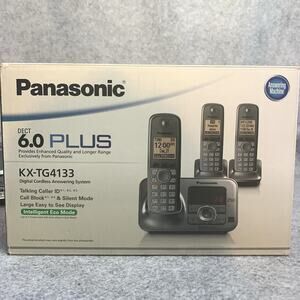 PanasonicKX TG4133 DECT 6.0+ Digital Cordless Answering System 3 Handsets